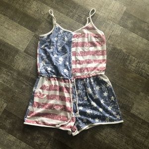 Red white and blue romper